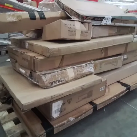 PALLET OF ASSORTED HOUSEHOLD GOODS AND PRODUCTS TO INCLUDE;DESK,FOLDING TABLE,BED FRAME