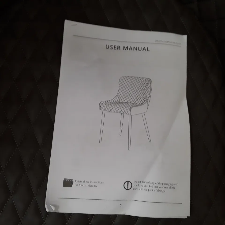 BOXED SET OF 2 UPHOLSTERED FAUX LEATHER DINING CHAIRS - GREY (1 BOX)