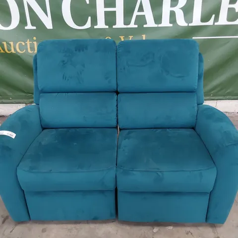 QUALITY BRITISH DESIGNER G PLAN HAMILTON MANUAL RECLINING TWO SEATER SOFA PLUSH MALLARD FABRIC 