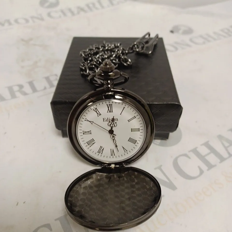 MENS EDISON POCKET WATCH WITH CHAIN – BRAND NEW IN BOX