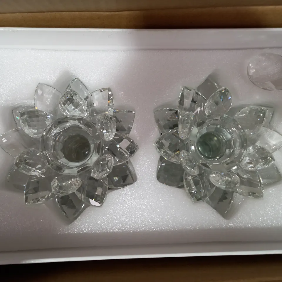 JM BY JULIEN MACDONALD CRYSTAL LOTUS FLOWER TEALIGHT HOLDERS GIFT SET