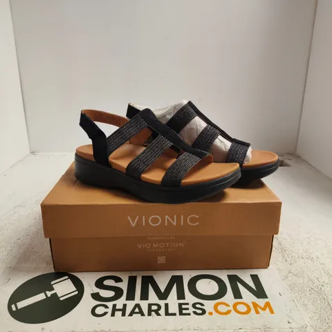 VIONIC SANDALS β BLACK STRAPPY PLATFORM SANDALS BOXED UK 5.5