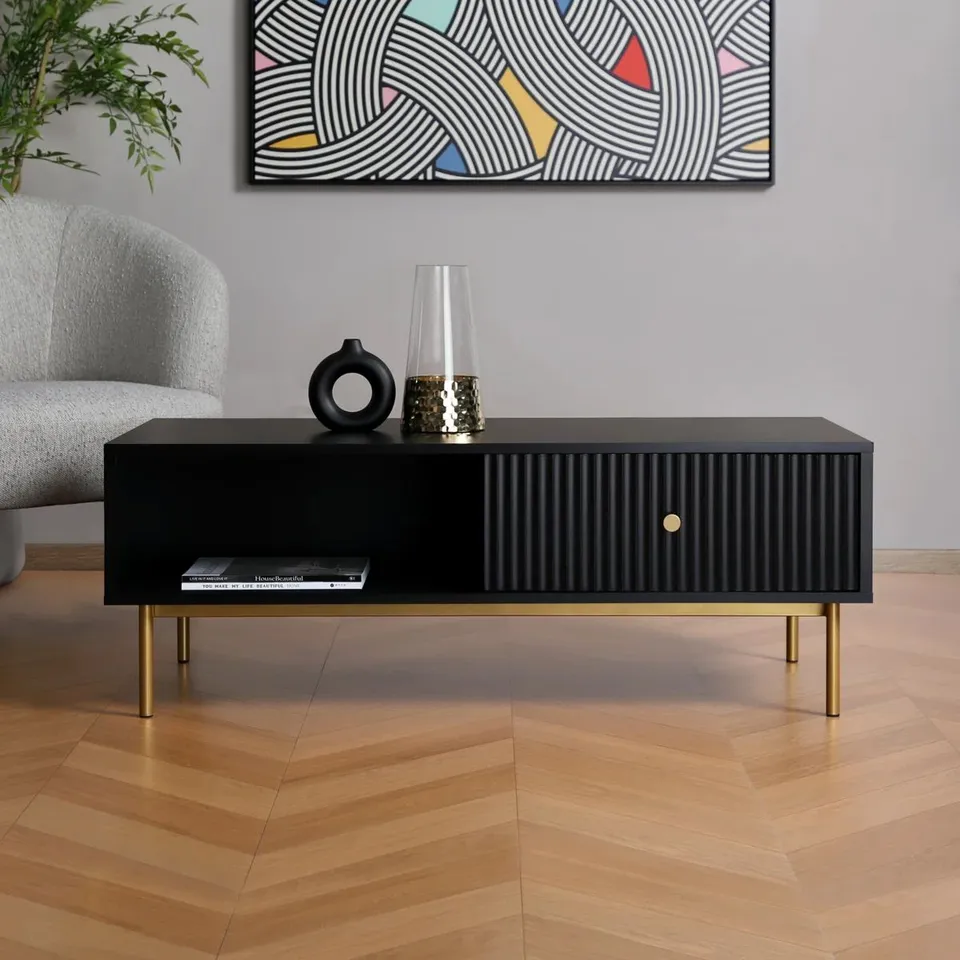 BOXED AHDIA COFFEE TABLE WITH DRAWER IN BLACK