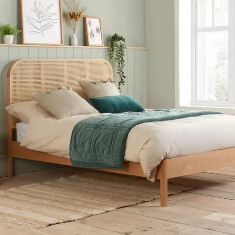 BOXED BIRLEA 135CM MARGOT RATTAN BED//DOUBLE - OAK (2 BOXES)