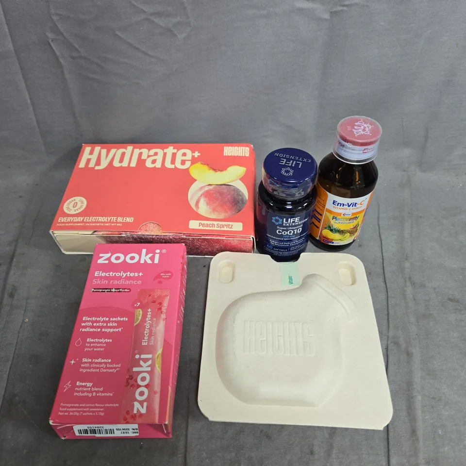 APPROXIMATELY 7 ASSORTED VITAMIN/HEALTH AID PRODUCTS TO INCLUDE HYDRATE+, ZOOKI, HEIGHTS ETC 