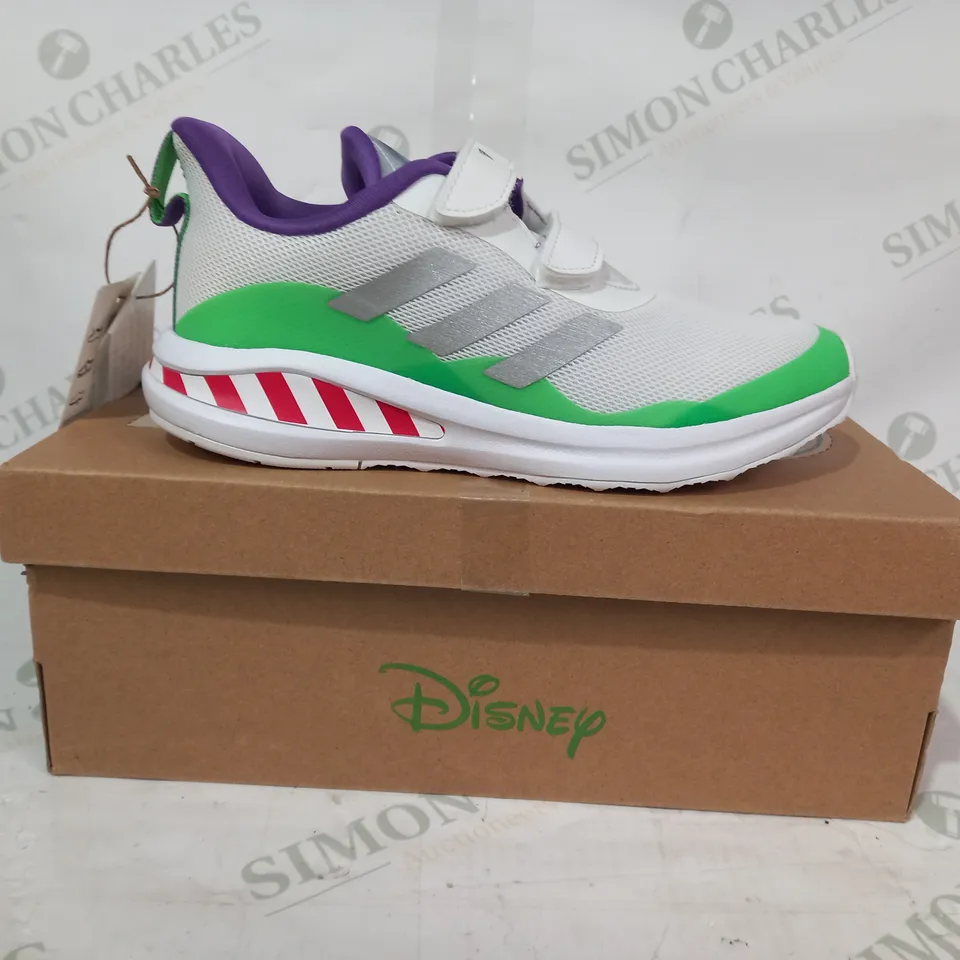 BOXED PAIR OF ADIDAS DISNEY FORTARUN BUZZ CF K KIDS SHOES UK SIZE 1.5