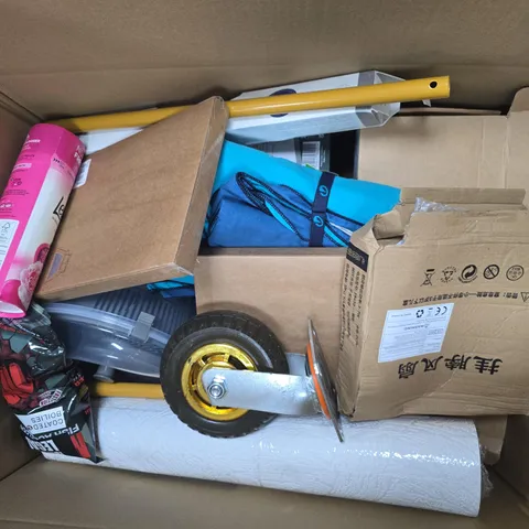 APPROXIMATELY 20 ASSORTED HOUSEHOLD PRODUCTS TO INCLUDE FITTED SHEETS, WALL VINYL, TROLLEY WHEEL, ETC - COLLECTION ONLY