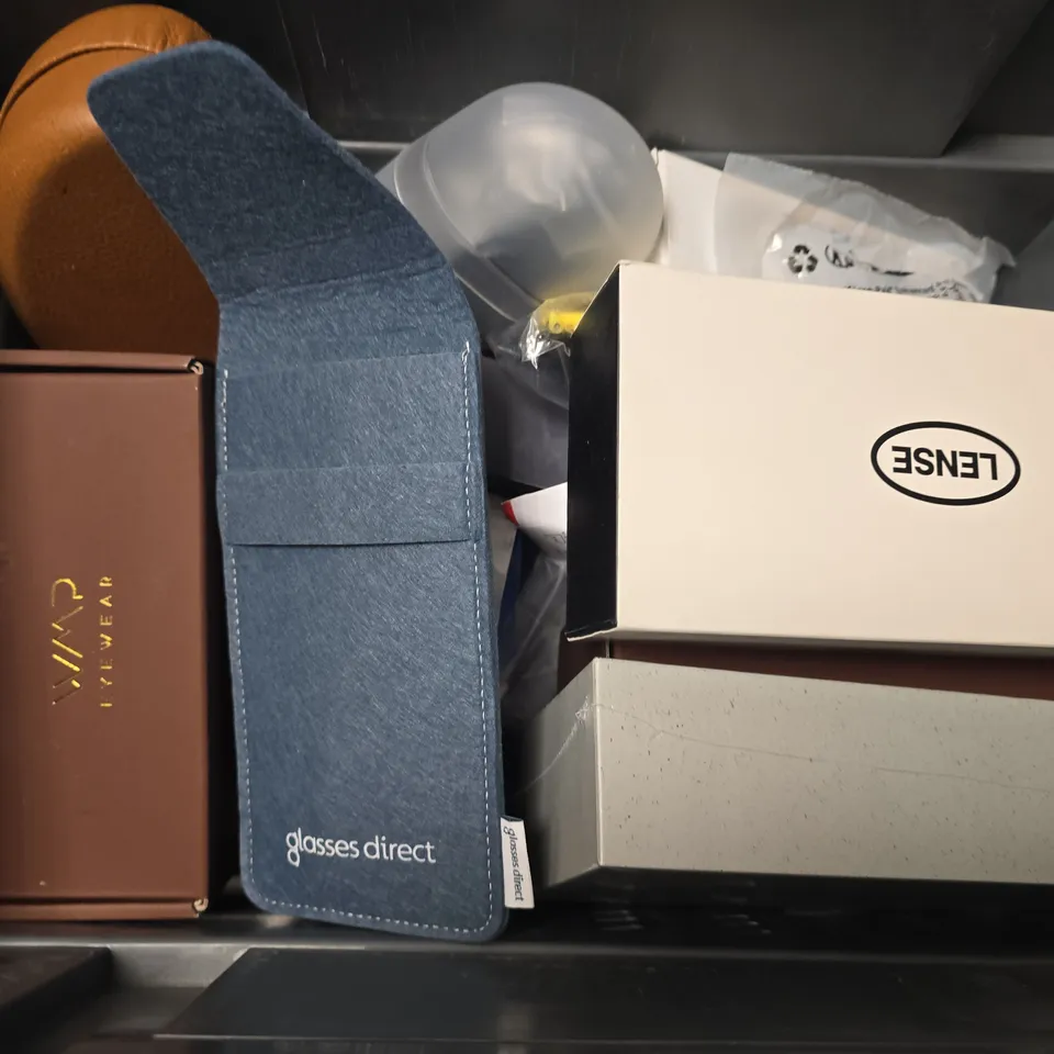 APPROXIMATELY 12 ASSORTED VISION CARE ITEMS TO INCLUDE - SUN GLASSES ,CARRY CASE  , LED WATCH REPAIR GLASSES 