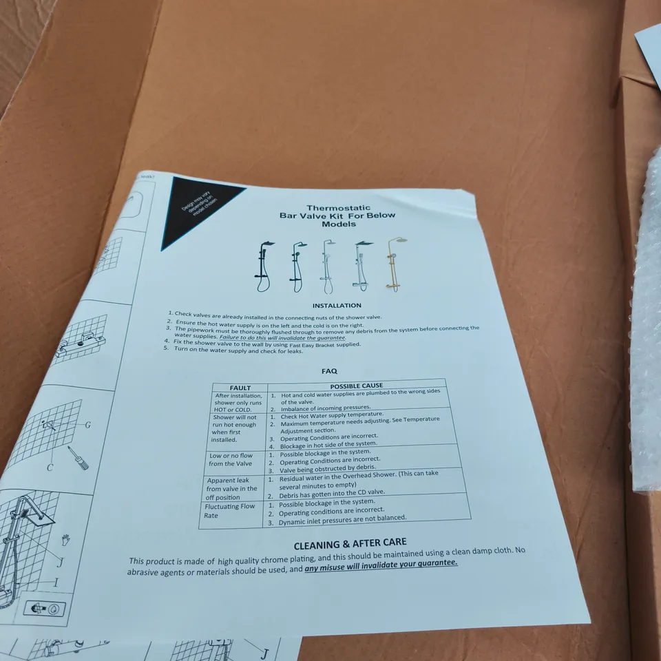 THERMOSTATIC BAR CHROME SHOWER WITH INSTRUCTIONS BOXED