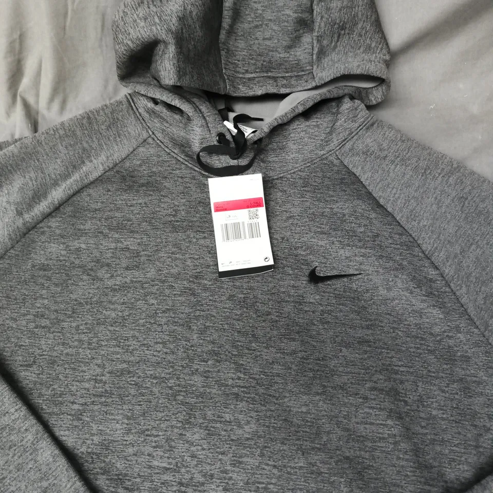 NIKE GREY FLEECE HOODIE - SIZE LARGE 