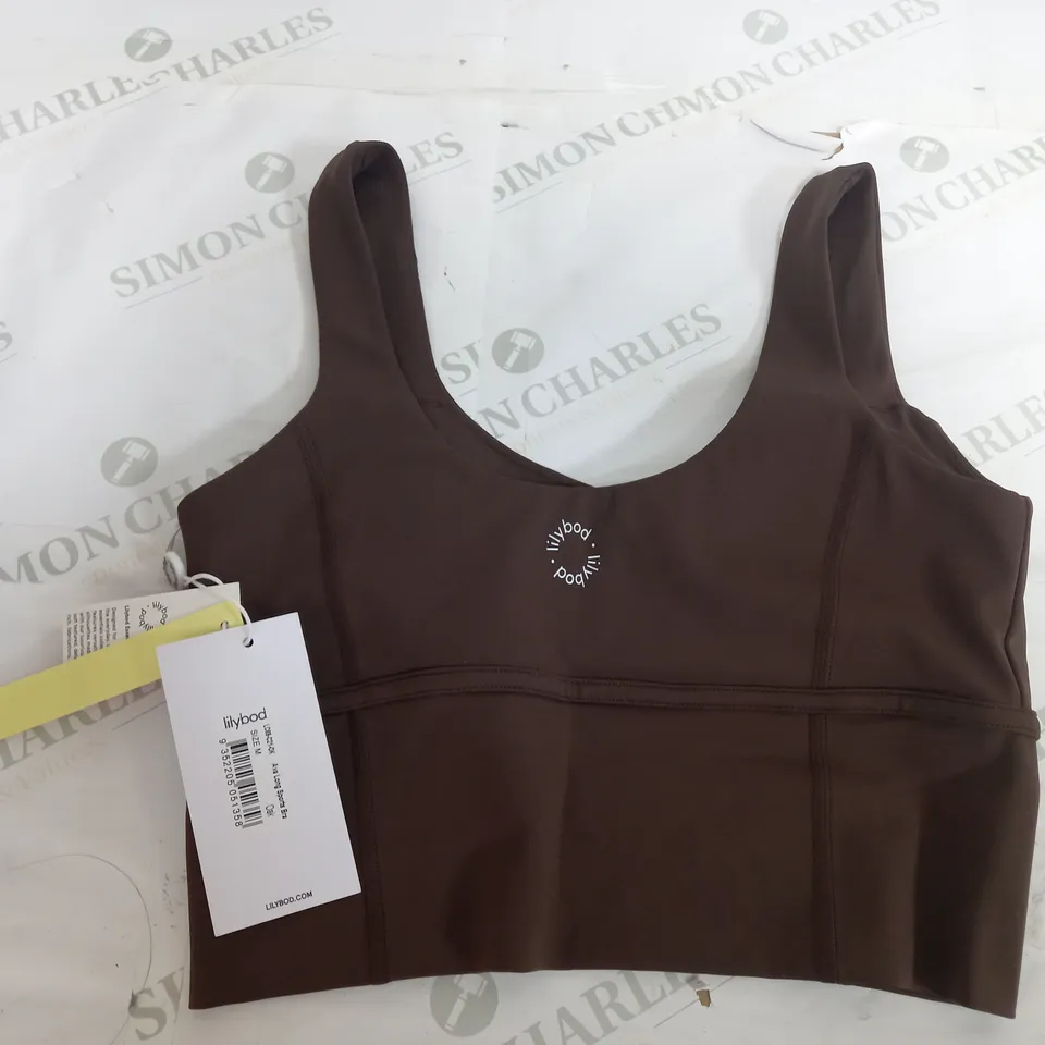 LILYBOD AVA LONG SPORTS BRA IN OAK - MEDIUM