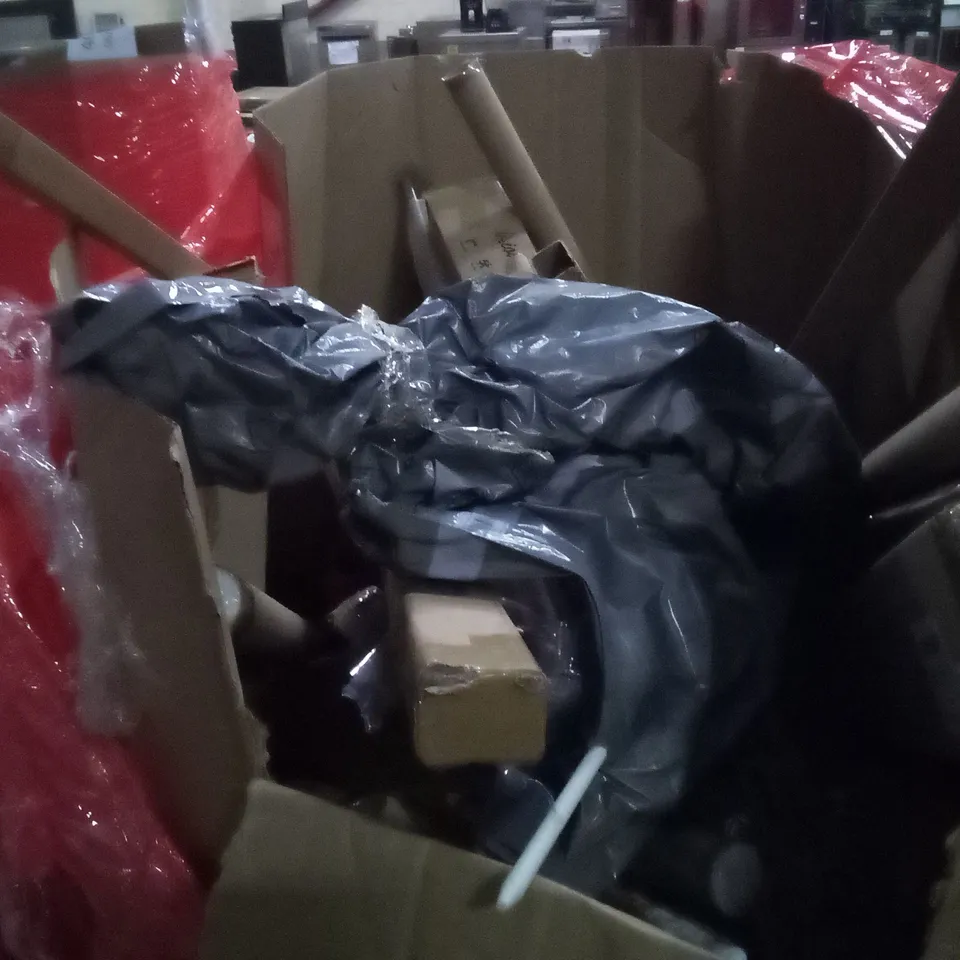 PALLET OF ASSORTED ITEMS INCLUDING IRONING BOARD, FULL LENGTH FLOOR MIRROR, PARASOL, BLACKOUT ROLLER BLINDS