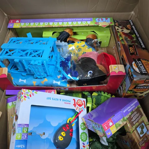 APPROXIMATELY 6 ASSORTED TOYS & GAMES PRODUCTS TO INCLUDE ROAMING ROARING DINOSAUR, MUSICAL KEY SET, TOTALLY TRACKS DINO, ETC - COLLECTION ONLY