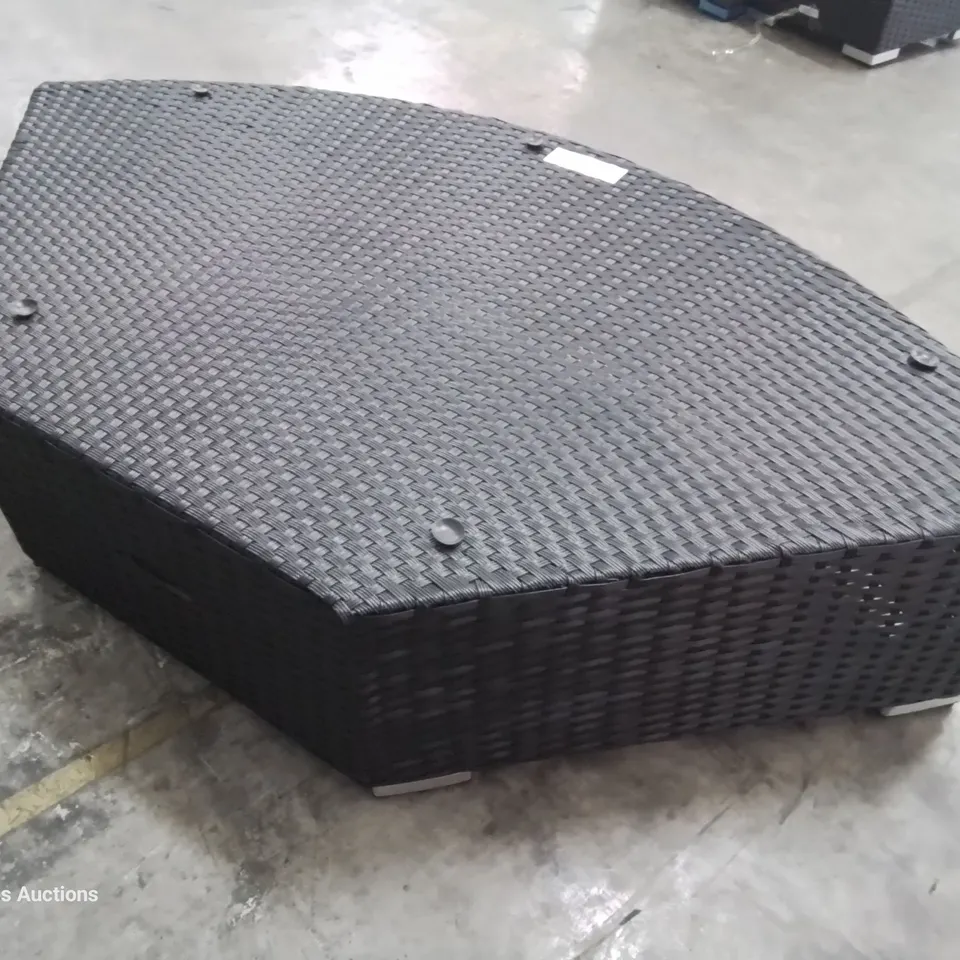 DESIGNER BLACK RATTAN SEGMENT COFFEE TABLE