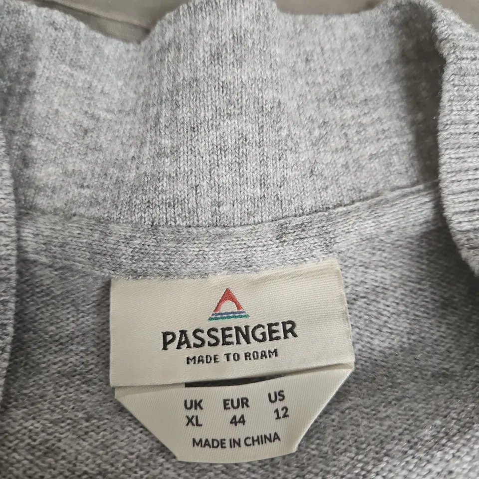 Passenger Knit Cardigan – Grey colour-block with Orange Cuffs, UK XL (EU 44, US 12) 