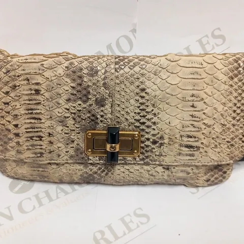 LANVIN POPLA CREAM METALISED PYTHON CLUTCH