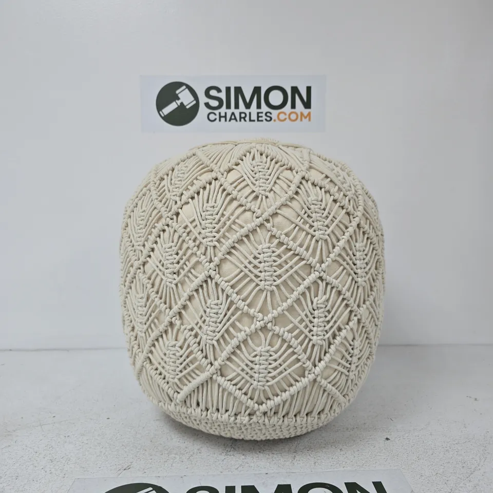 MACRAME COTTON POUF – CREAM