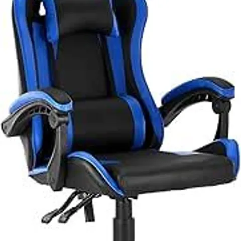 BOXED UNBRANDED GAMING CHAIR IN BLACK/BLUE - COLLECTION ONLY