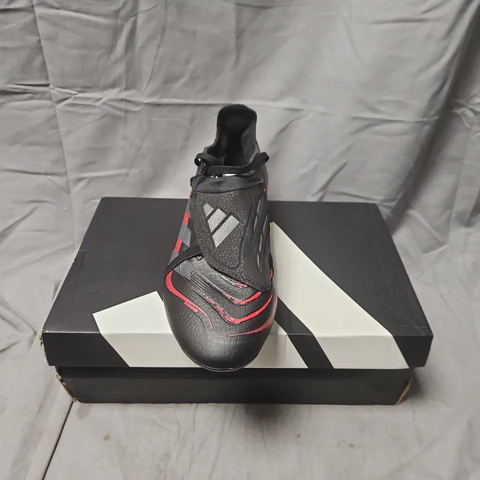 BOXED ADIDAS PREDATOR LEAGUE FG/MG FOOTBALL BOOTS – BLACK/RED, UK 8 (EU 42, US 8.5)