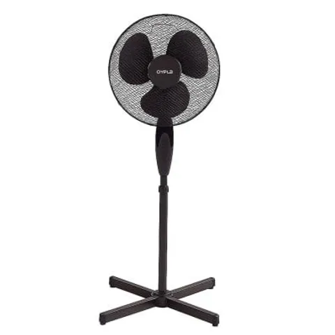16" OSCILLATING BLACK EXTENDABLE FREE STANDING PEDESTAL FAN 