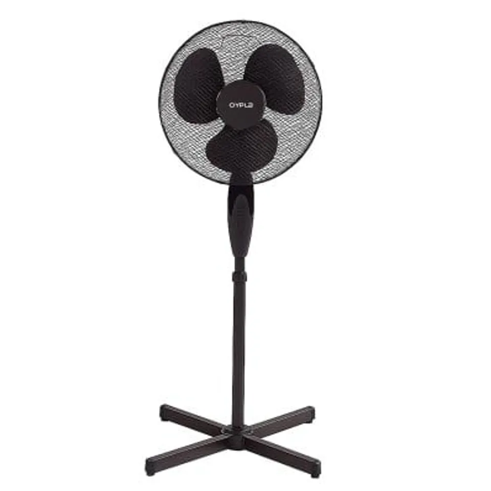 16" OSCILLATING BLACK EXTENDABLE FREE STANDING PEDESTAL FAN 