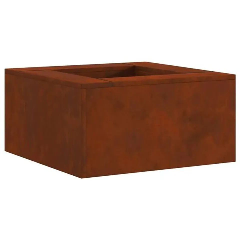 BOXED VIDAXL FIRE PIT BROWN 80×80×40CM WEATHERING STEEL