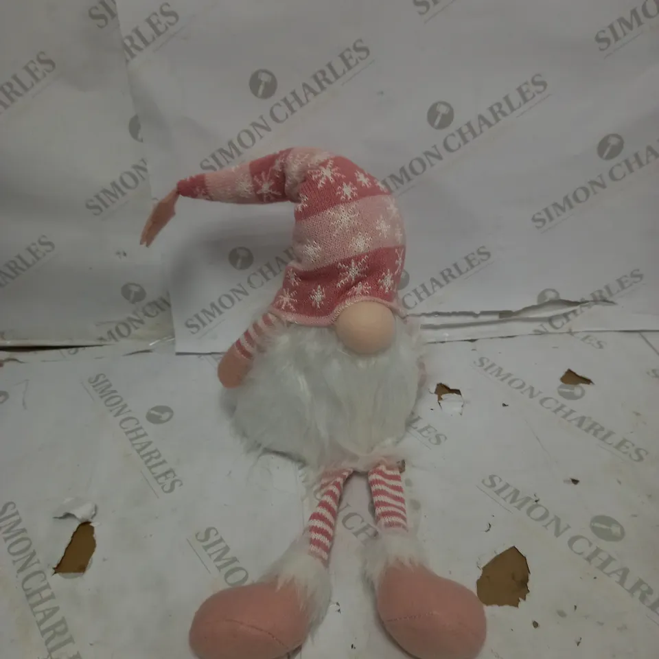 SITTING GNOME CHRISTMAS - PINK/WHITE