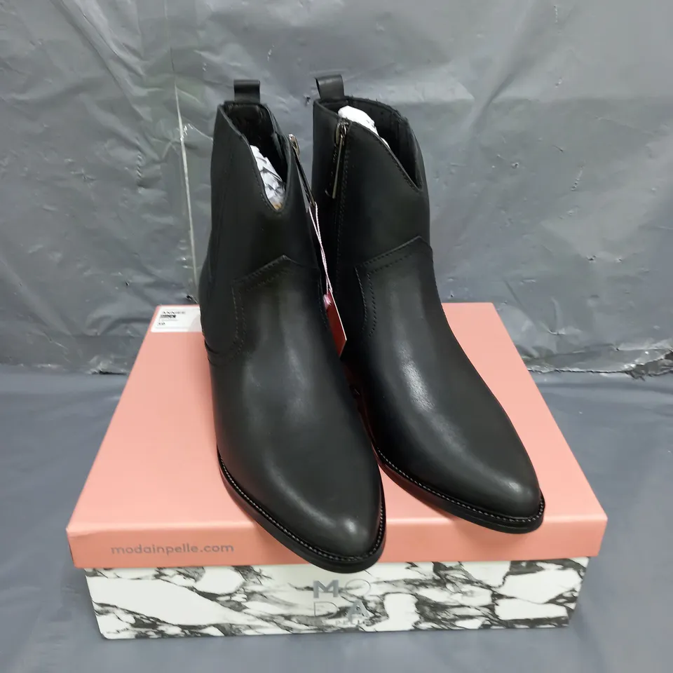 MODA IN PELLE LEATHER ANKLE BOOTS BLACK SIZE 6