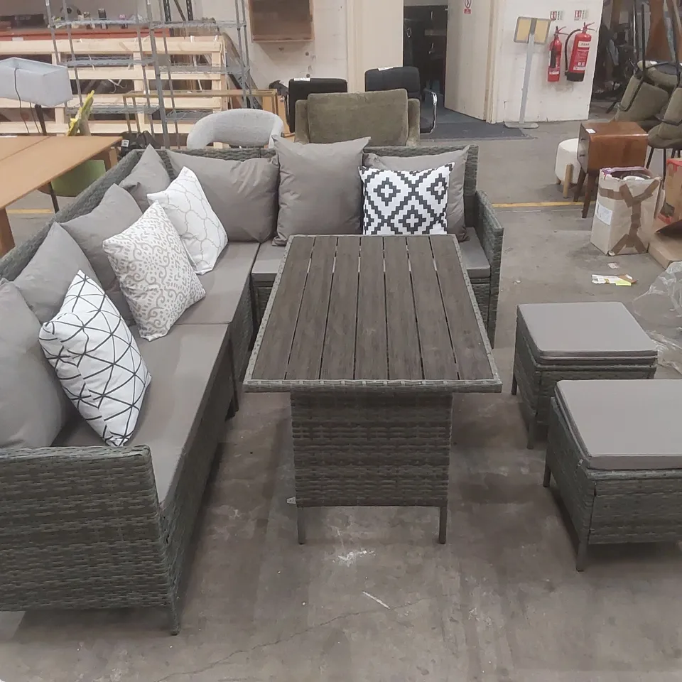 AARAVJIT RATTAN WICKER 9 - PERSON SEATING GROUP WITH CUSHIONS