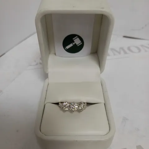 DESIGNER 18CT WHITE GOLD THREE STONE RING SET WITH DIAMONDS WEIGHING +-1.55CT