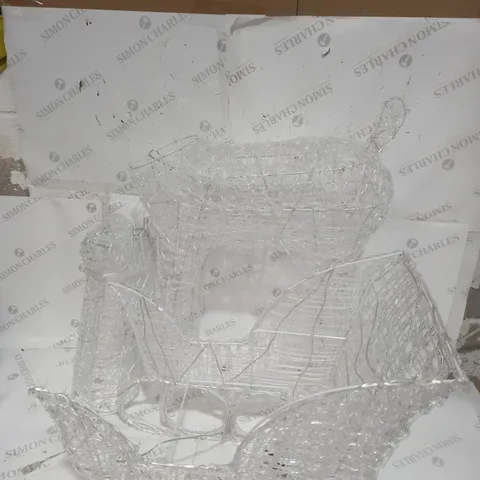 LARGE ACRYLIC REINDEER AND SLEIGH LIGHT UP OUTDOOR CHRISTMAS DECORATION