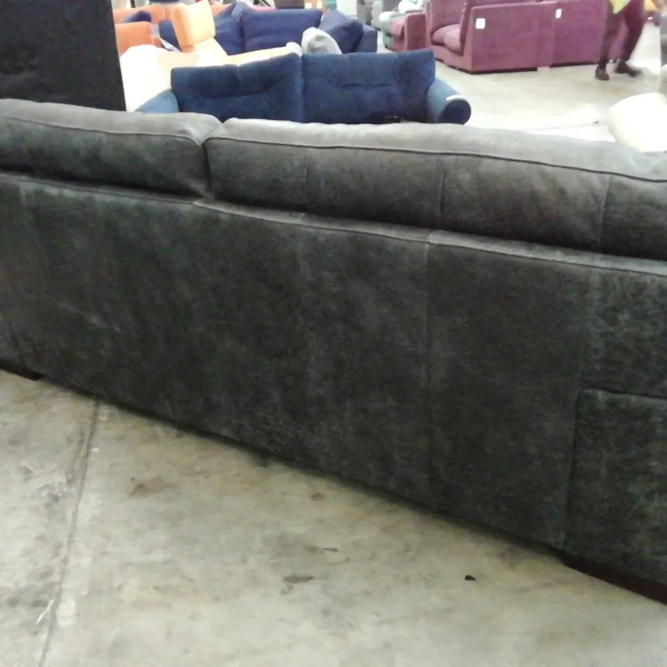 DESIGNER SOFOLOGY SANTINO DARK GREY LEATHER THREE SEATER SOFA 