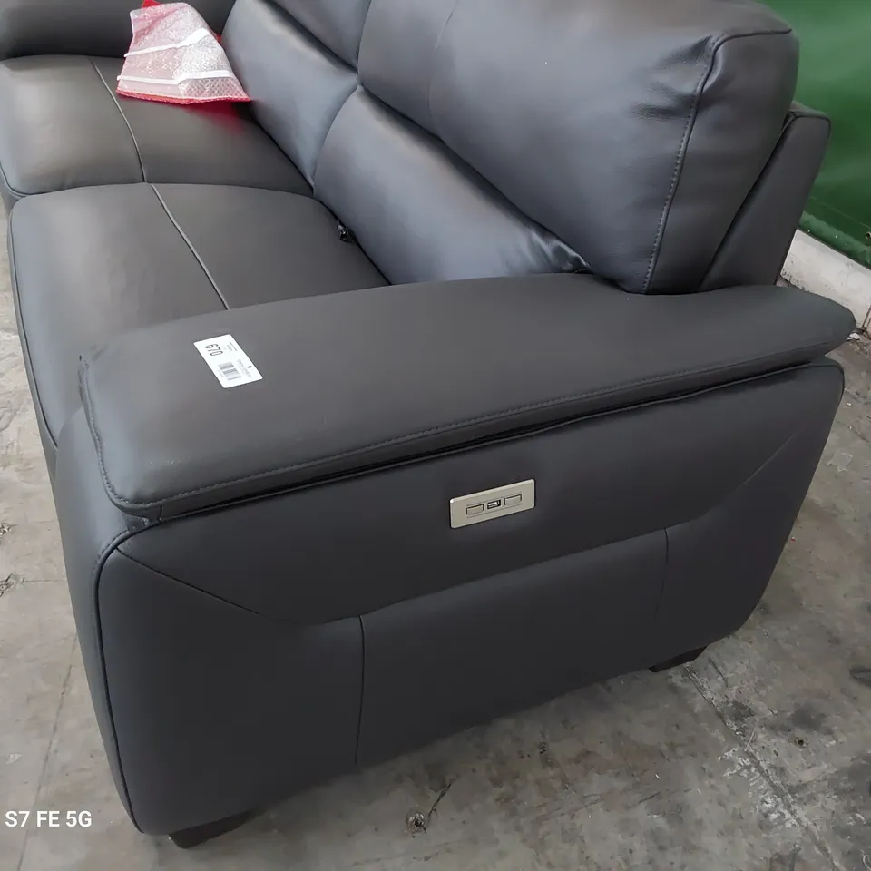 QUALITY ITALIAN DESIGNER GRADO POWER RECLINING THREE SEATER SOFA CHARCOAL LEATHER 