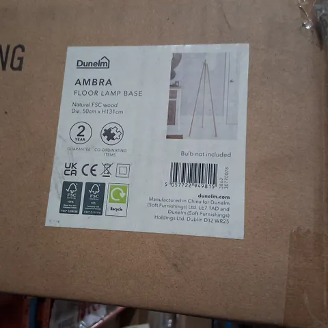 BOXED DUNELM AMBRA FLOOR LAMP BASE – NATURAL WOOD