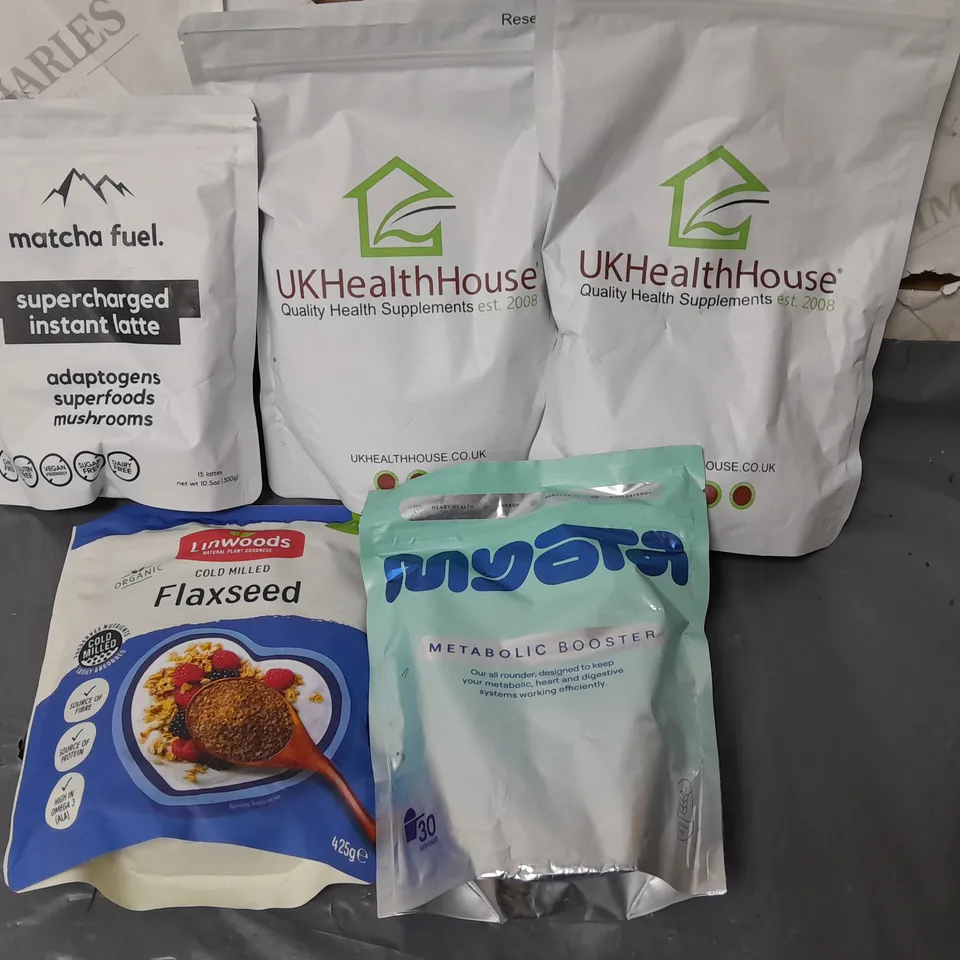 LOT OF 5 ASSORTED FOOD SUPPLEMENTS TO INCLUDE ADAPTOGENS SUPERFOOD MUSHROOMS, MYOTA METABOLIC BOOSTER AND BETA ALANINE