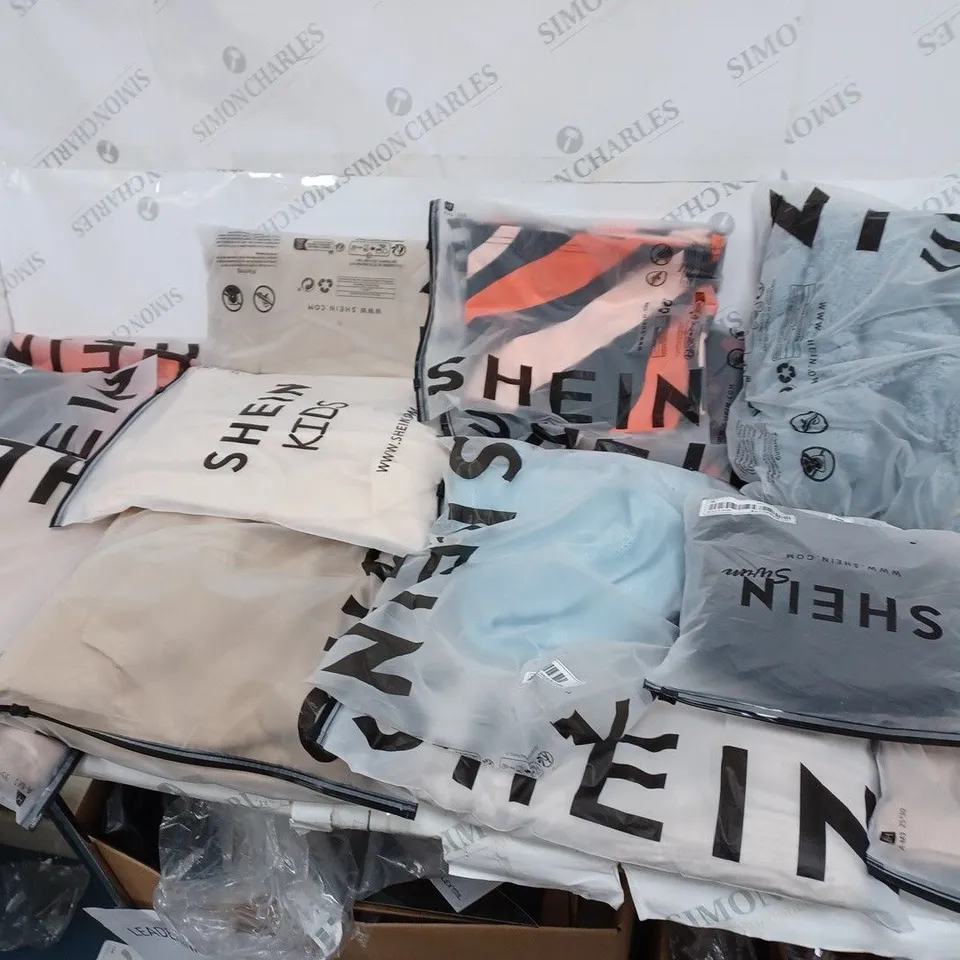 BOX OF APPROXIMATELY 25 SHEIN PRODUCTS IN VARIOUS COLOURS & SIZES