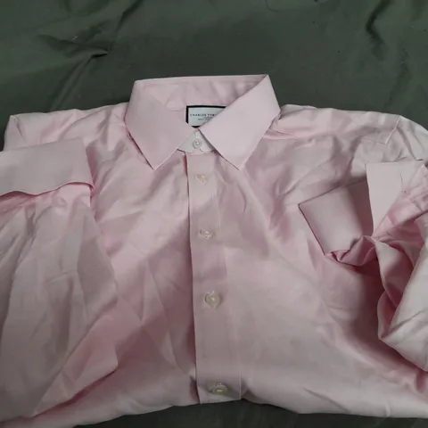 CHARLES TYRWHITT NON IRON CLASSIC FIT PINK SHIRT - 16 INCH NECK