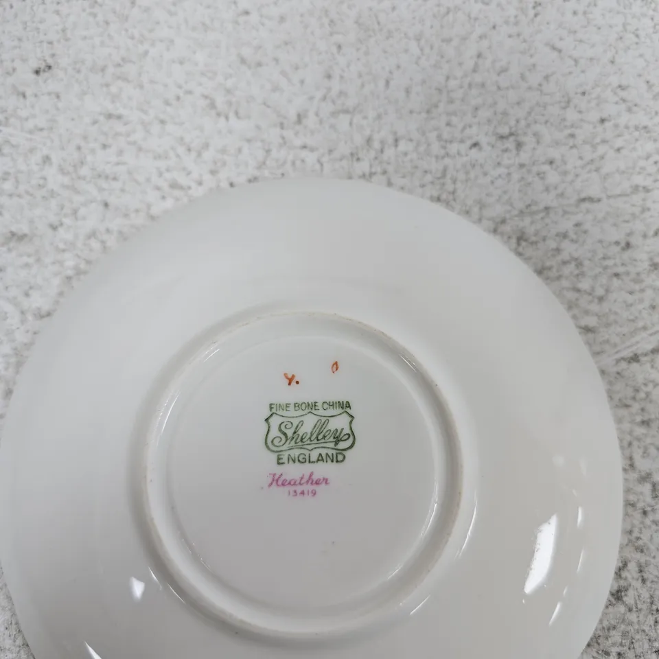 SHELLEY FINE BONE CHINA HEATHER TEACUP & SAUCER – ENGLAND (13419)