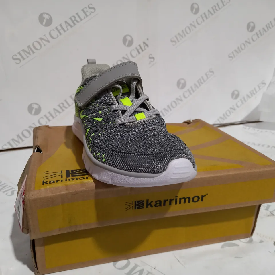 BOXED KARRIMOR GREY & LIME TRAINERS SIZE UK- 5 BOYS