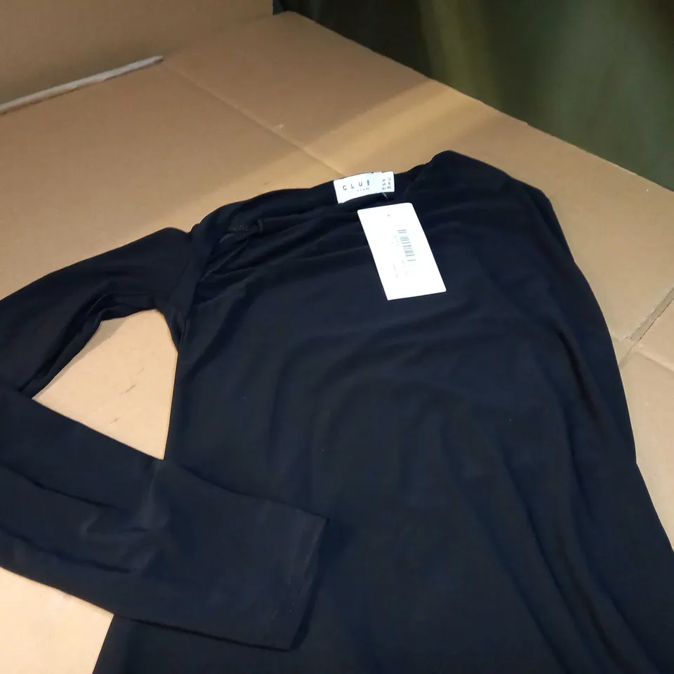 CLUB L BLACK ONE SHOULDER BODYCON DRESS - SIZE 12