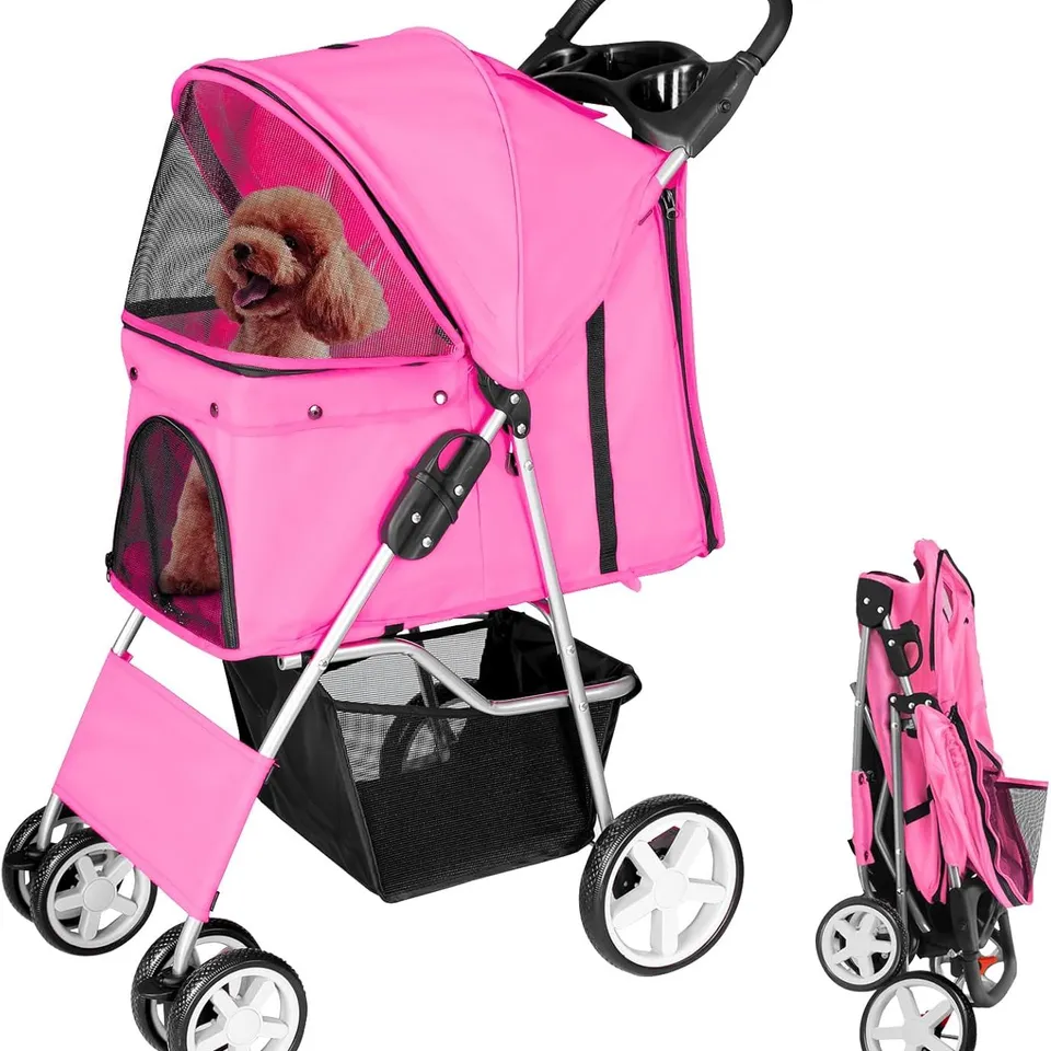 BOXED DISPLAY4TOP PINK PET TRAVEL STROLLER