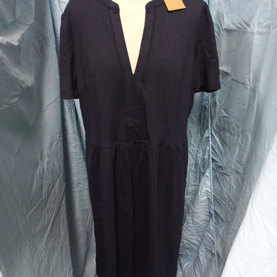 BODEN V-NECK DARK NAVY SHORT SLEEVE DRESS - UK 20 L