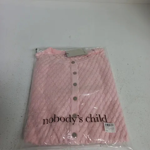 NOBODY'S CHILD PINK POINTELLE CREW NECK CARDIGAN – UK L