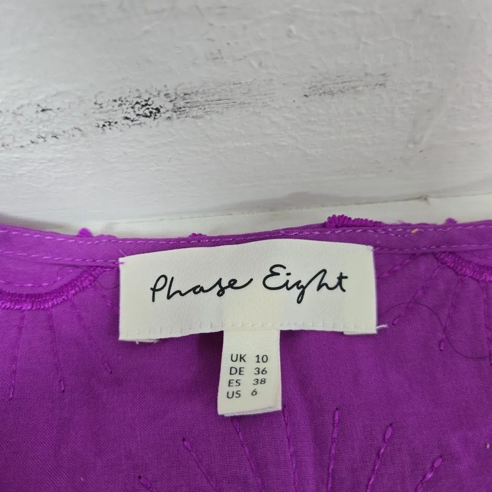 PHASE EIGHT PURPLE BLOUSE WITH FLORAL PATTERN – UK 10