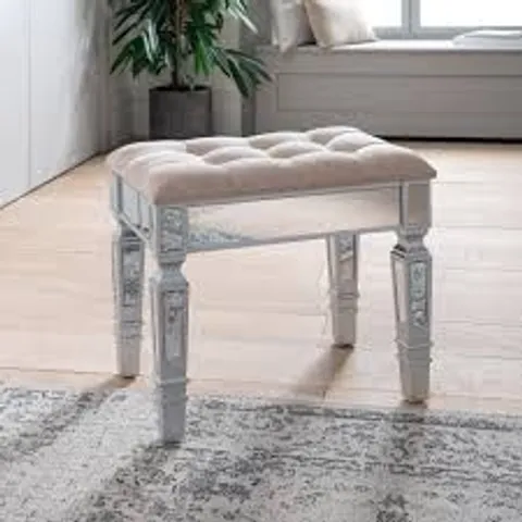 BRAND NEW HOMESDIRECT365 GREY MIRRORED BUTTON PRESSED STOOL