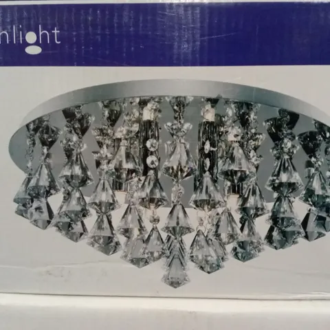 BOXED SEARCHLIGHT HANNA 6 LIGHT, DIAMOND CRYSTALS & CHROME