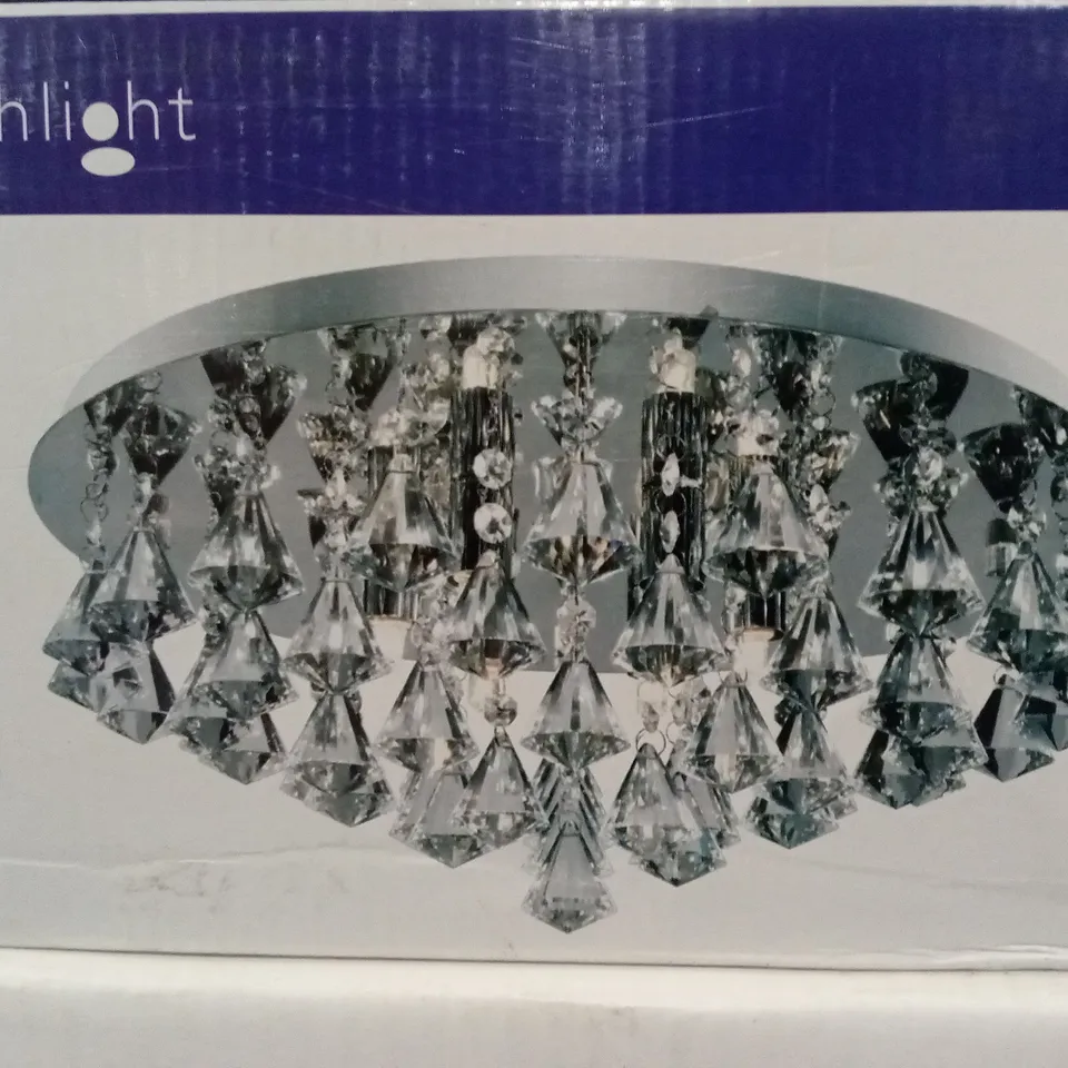 BOXED SEARCHLIGHT HANNA 6 LIGHT, DIAMOND CRYSTALS & CHROME