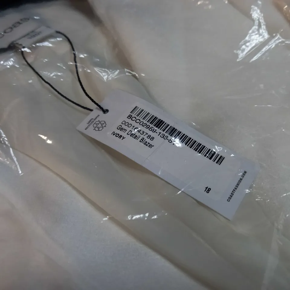 COAST IVORY/GEM DETAILED BLAZER - SIZE 18