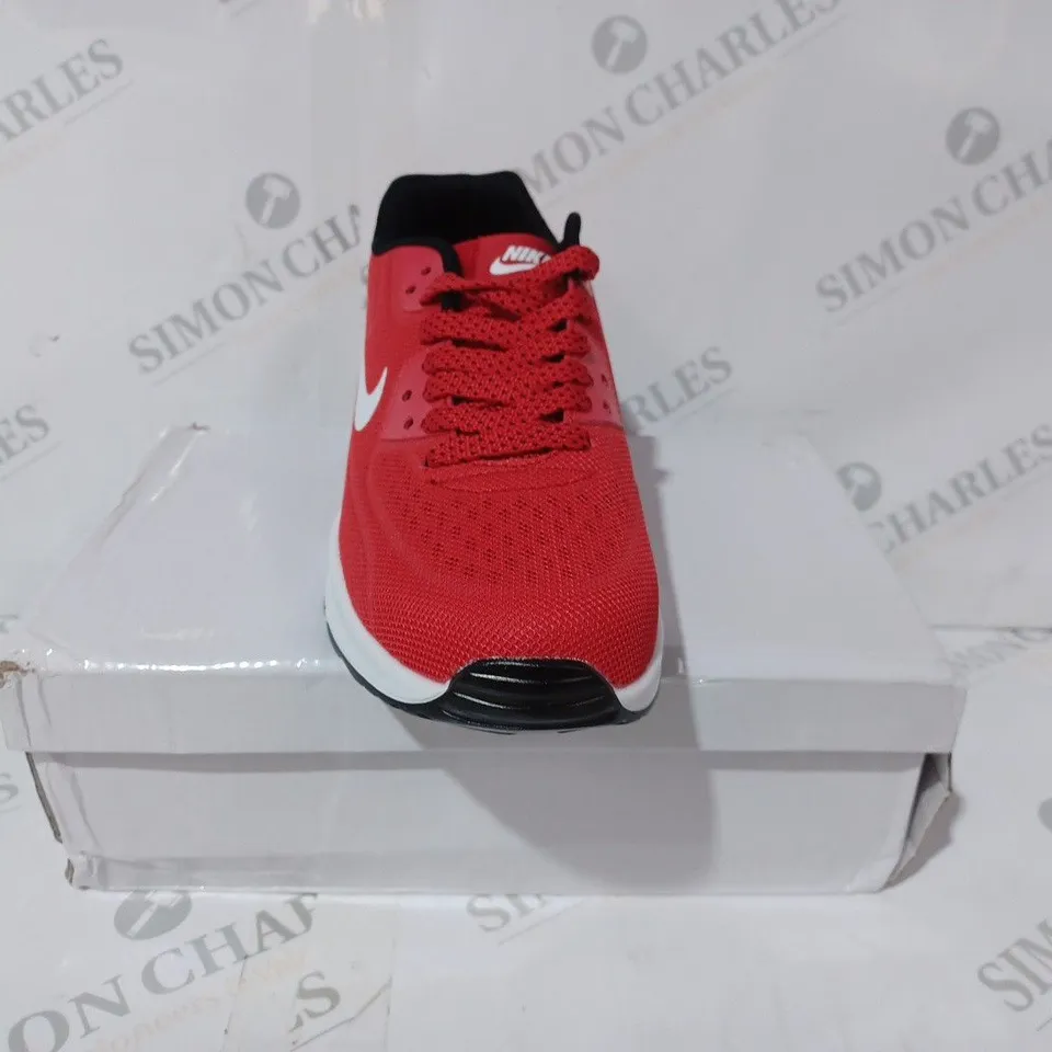 BOXED PAIR OF NIKE AIR MAX TRAINERS IN RED EU SIZE 40