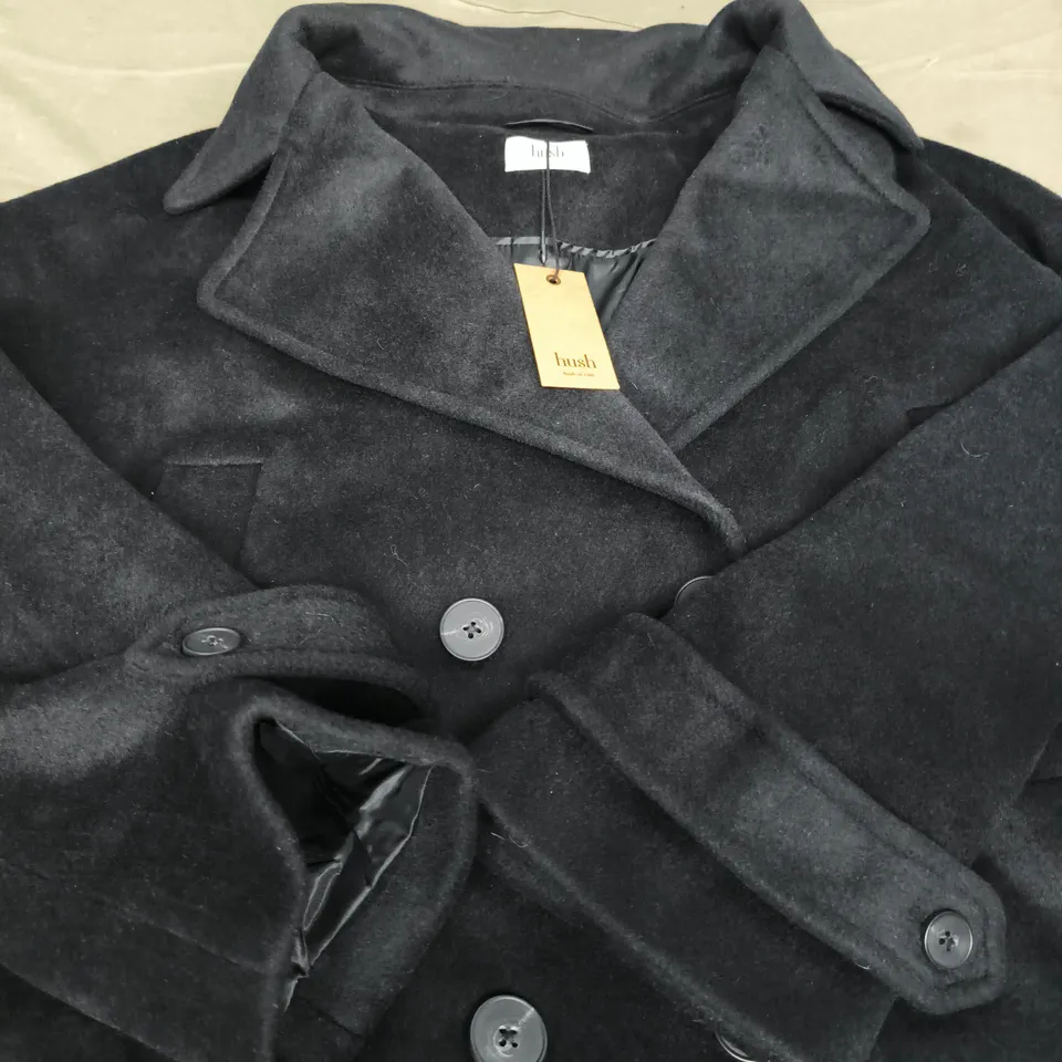 HUSH CROPPED WOOL PEA COAT – MIDNIGHT NAVY, UK 10